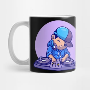 Cute DJ Playing Music Cartoon Mug